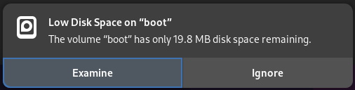 low space disk on boot